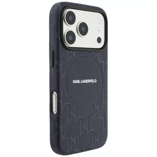 Karl Lagerfeld - Leather KL Monogram Logo MagSafe (KLHMP17L5PGKLMCB) - iPhone 17 Pro - Blue