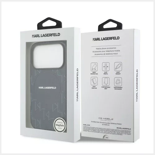 Karl Lagerfeld - Leather KL Monogram Logo MagSafe (KLHMP17L5PGKLMCB) - iPhone 17 Pro - Blue
