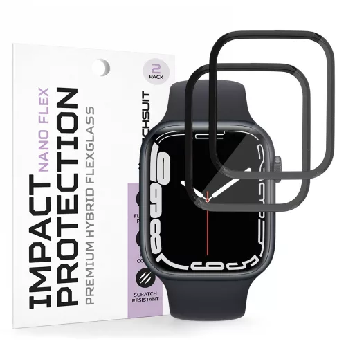 Techsuit - Nano Flex (2 pack) - Apple Watch 7 / 8 / 9 45mm - Black
