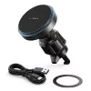 Lisen - Autós tartó vezeték nélküli töltéssel (YL0225070006) - Mágneses Szellőzőrácsra & Smooth Surface, Univerzális, 15W - Black
