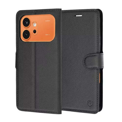 Techsuit - Leather Folio kinyitható tok - Honor 600 / 600 Pro - Fekete