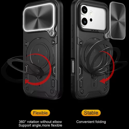 Techsuit - CamGuard Pro tok ütésálló tok - Honor 600 / 600 Pro - Fekete