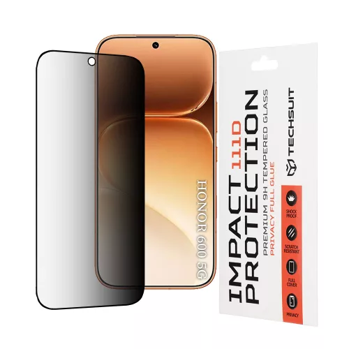 Techsuit - 111D Privacy betekintésgátló üvegfólia - Honor 600 / 600 Pro - Fekete