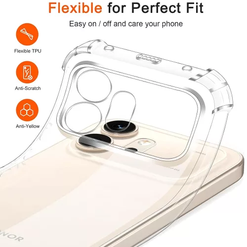 Techsuit - Shockproof Átlátszó Ütésálló Szilikon tok - Honor 600 Pro - Átlátszó