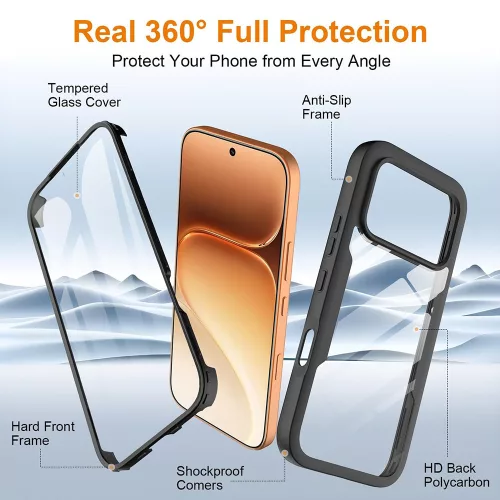 Techsuit - ColorVerse 360 tok kijelzővédővel - Honor 600 / 600 Pro - Fekete