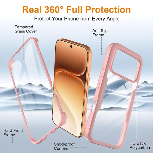 Techsuit - ColorVerse 360 tok kijelzővédővel - Honor 600 / 600 Pro - Rózsaszín