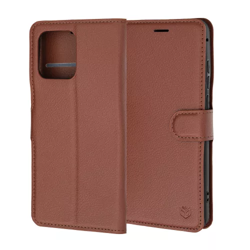 Techsuit - Leather Folio kinyitható tok - Motorola Edge 70 Fusion - Barna