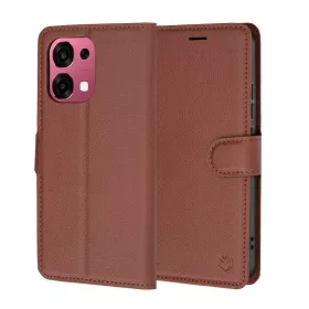   Techsuit - Leather Folio kinyitható tok - Oppo A6 Pro 4G / A6 Pro 5G - Barna