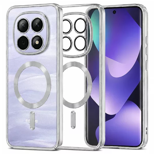 Techsuit - Luxury Crystal MagSafe tok - Xiaomi Redmi Note 15 5G / Note 15 4G / Poco M8 5G - Ezüst átlátszó