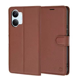   Techsuit - Leather Folio kinyitható tok - Xiaomi Poco X8 Pro Max - Barna