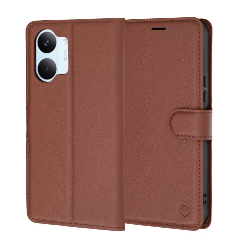 Techsuit - Leather Folio kinyitható tok - Xiaomi Poco X8 Pro Max - Barna