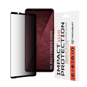   Techsuit - 111D Privacy betekintésgátló üvegfólia - Sony Xperia 1 VIII - Fekete