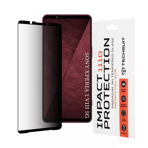 Techsuit - 111D Privacy betekintésgátló üvegfólia - Sony Xperia 1 VIII - Fekete