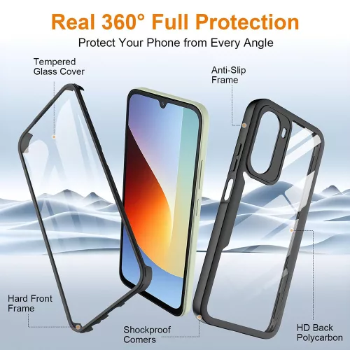 Techsuit - ColorVerse 360 Series + Screen Protector - Xiaomi Redmi A7 Pro 4G - Black