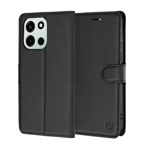Techsuit - Leather Folio kinyitható tok - OnePlus Nord 6 - Fekete