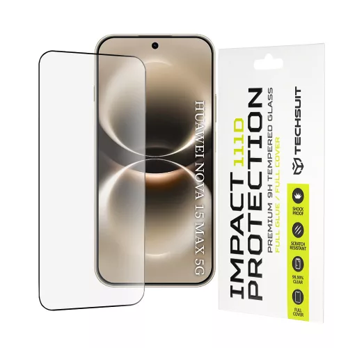 Techsuit - 111D Full Cover / Full Glue üvegfólia - Huawei nova 15 Max - Fekete