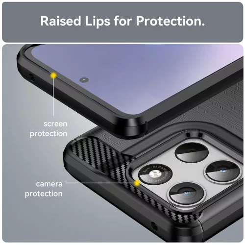 Techsuit - Carbon szilikon tok - Motorola Moto G37 / G37 Power / G47 / G57 Power / G67 Power - Fekete