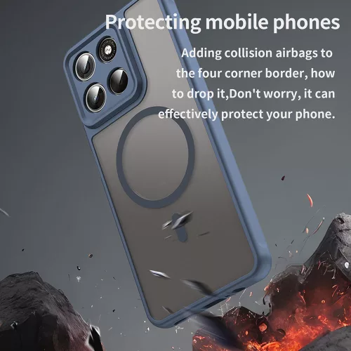 Techsuit - HaloFrost II MagSafe tok - Motorola Moto G37 / G37 Power / G47 - Sötétkék