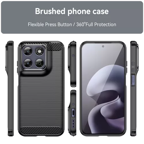 Techsuit - Carbon szilikon tok - Motorola Moto G87 / G77 / G67 - Fekete
