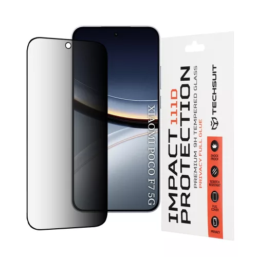 Techsuit - 111D Privacy betekintésgátló üvegfólia - Xiaomi Poco F7 - Fekete