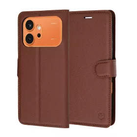   Techsuit - Leather Folio kinyitható tok - Honor 600 / 600 Pro - Barna