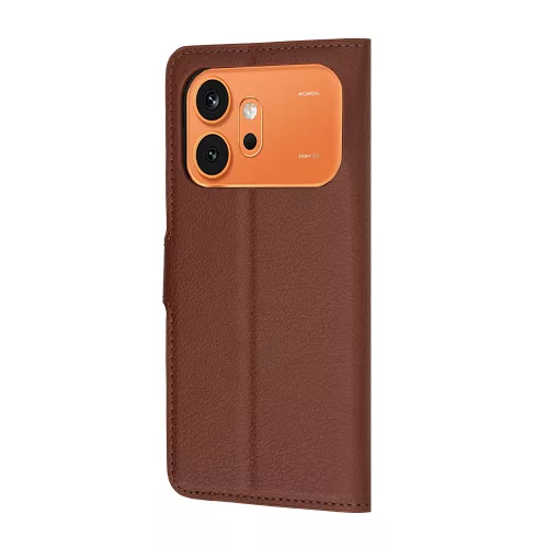 Techsuit - Leather Folio kinyitható tok - Honor 600 / 600 Pro - Barna