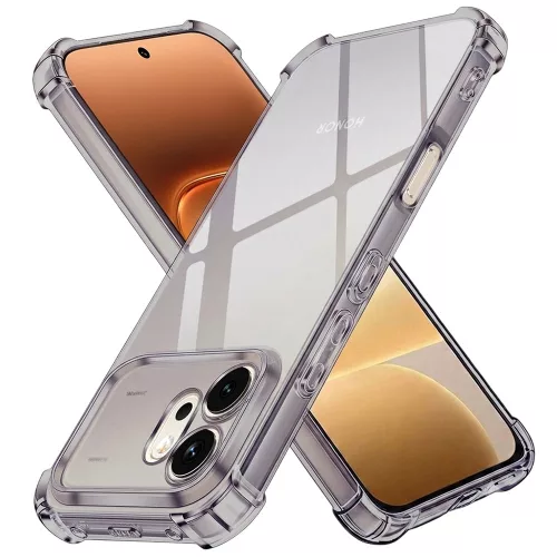 Techsuit - Shockproof Átlátszó Ütésálló Szilikon tok - Honor 600 - Átlátszó fekete