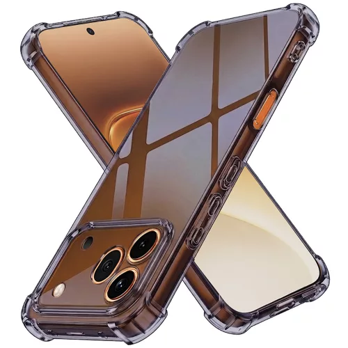 Techsuit - Shockproof Átlátszó Ütésálló Szilikon tok - Honor 600 Pro - Átlátszó fekete