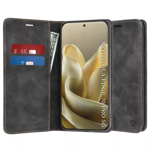 Techsuit - Confy Cover kinyitható tok - Motorola Edge 70 Pro - Fekete