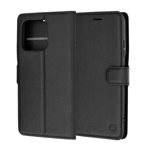 Techsuit - Leather Folio kinyitható tok - Motorola Edge 70 Pro - Fekete