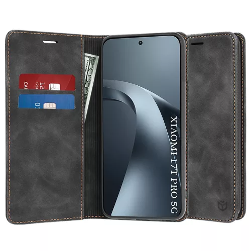 Techsuit - Confy Cover kinyitható tok - Xiaomi 17T Pro - Fekete