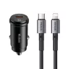 Mcdodo - Car Charger Obsidian Series (CC-7495) - Type-C to Lightning Cable Included, PD45W, Smart IC, Mini Size, 1.2m - Black