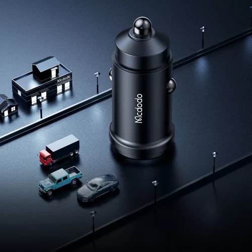 Mcdodo - Car Charger Obsidian Series (CC-7495) - Type-C to Lightning Cable Included, PD45W, Smart IC, Mini Size, 1.2m - Black