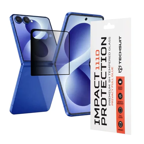 Techsuit - 111D Privacy Full Glue - Samsung Galaxy Z Flip8 - Black