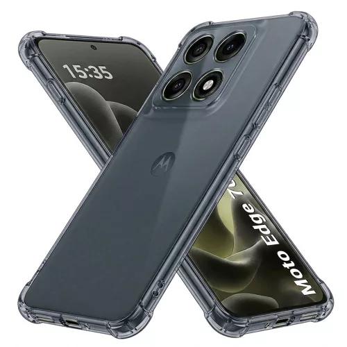 Techsuit - Shockproof Átlátszó Ütésálló Szilikon tok - Motorola Edge 70 Pro - Átlátszó fekete