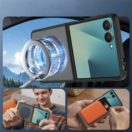 Techsuit - PureFrost MagSafe Ütésálló tok Ütésálló tok - Samsung Galaxy Z Flip8 - Matt fekete