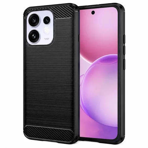 Techsuit - Carbon szilikon tok - Oppo Reno16 / Reno16 Pro - Fekete