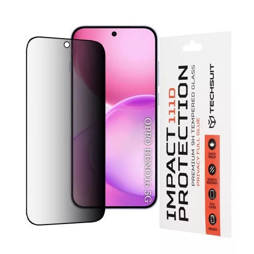 Techsuit - 111D Privacy Full Glue - Oppo Reno16 / Reno16 Pro - Black