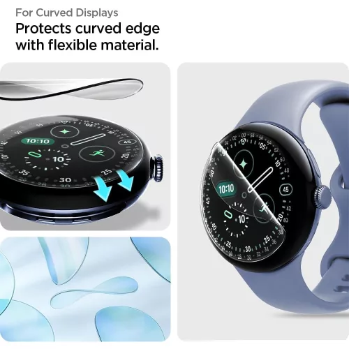 Spigen - (2 pack) Elite Shield EZ Fit (AFL08525) - Google Pixel Watch 5 / Watch 4 / Watch 3 45mm - Clear