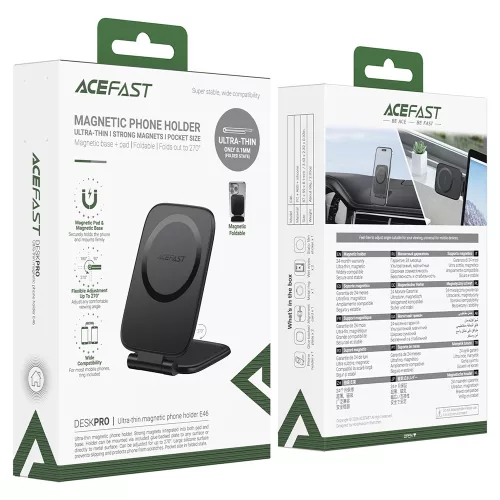 Acefast - Autós tartó (E46) - Mágneses tapadás, Műszerfalra, Univerzális, Ultravékony Összehajtható Design - Black