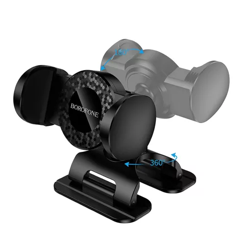 Borofone - Autós tartó (BH142) - Műszerfalra, 360° Forgathatóság, Pull Clip Mount, 4.5 - 7" telefonokhoz - Black