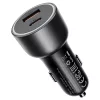 Acefast - Car Charger (B21) - USB, Type-C, 75W, PD3.0, LED Ambient Light, Smart Power Distribution, DC12-24V - Metal Gray