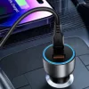 Acefast - Car Charger (B21) - USB, Type-C, 75W, PD3.0, LED Ambient Light, Smart Power Distribution, DC12-24V - Metal Gray
