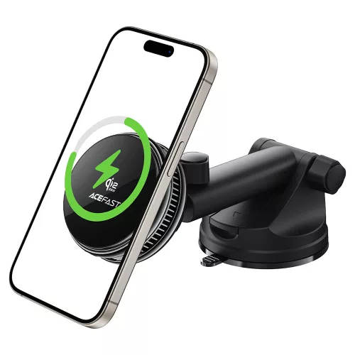 Acefast - Autós tartó vezeték nélküli töltéssel (D67) - Fast Qi2, 25W, MAG-Charge támogatás, Beépített hűtés, Műszerfalra - Black