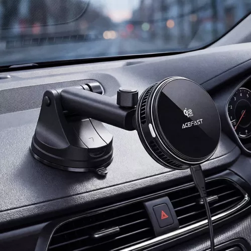 Acefast - Autós tartó vezeték nélküli töltéssel (D67) - Fast Qi2, 25W, MAG-Charge támogatás, Beépített hűtés, Műszerfalra - Black