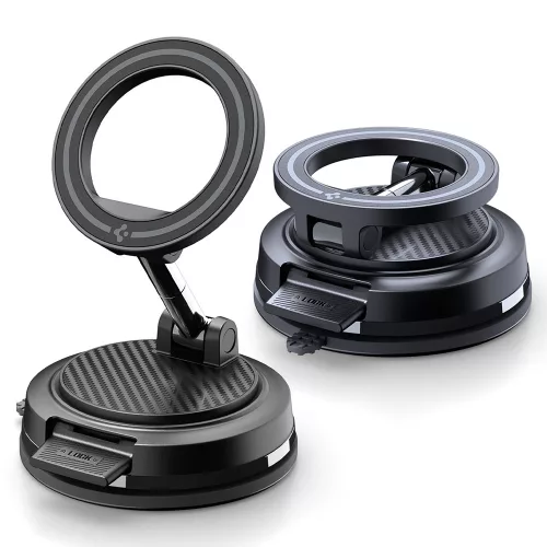 Spigen - Autós tartó STK100 (ACP11667) - MagSafe, Műszerfalra, Vacuum Lock Car Mount Holder - Black