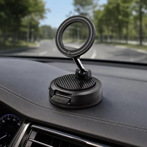 Spigen - Autós tartó STK100 (ACP11667) - MagSafe, Műszerfalra, Vacuum Lock Car Mount Holder - Black
