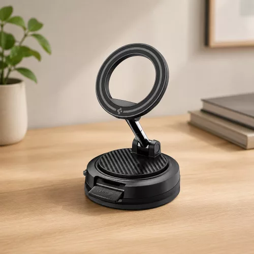 Spigen - Autós tartó STK100 (ACP11667) - MagSafe, Műszerfalra, Vacuum Lock Car Mount Holder - Black