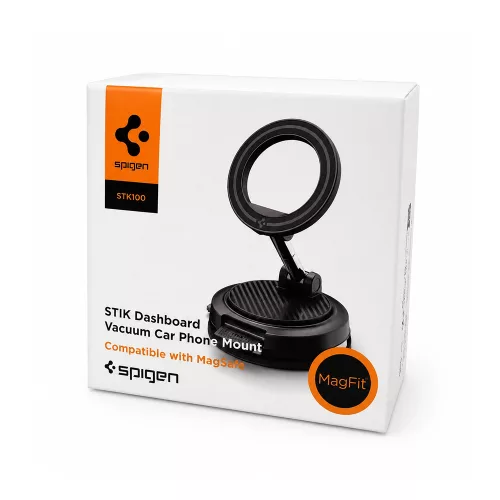 Spigen - Autós tartó STK100 (ACP11667) - MagSafe, Műszerfalra, Vacuum Lock Car Mount Holder - Black