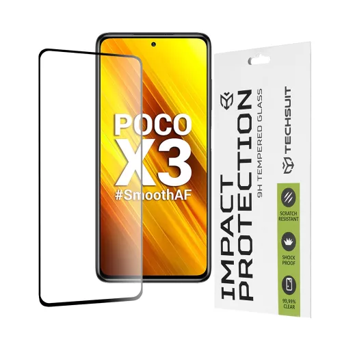 Techsuit - 111D Full Cover / Full Glue üvegfólia - Xiaomi Poco X3 / Poco X3 NFC / Poco X3 Pro - Fekete széllel